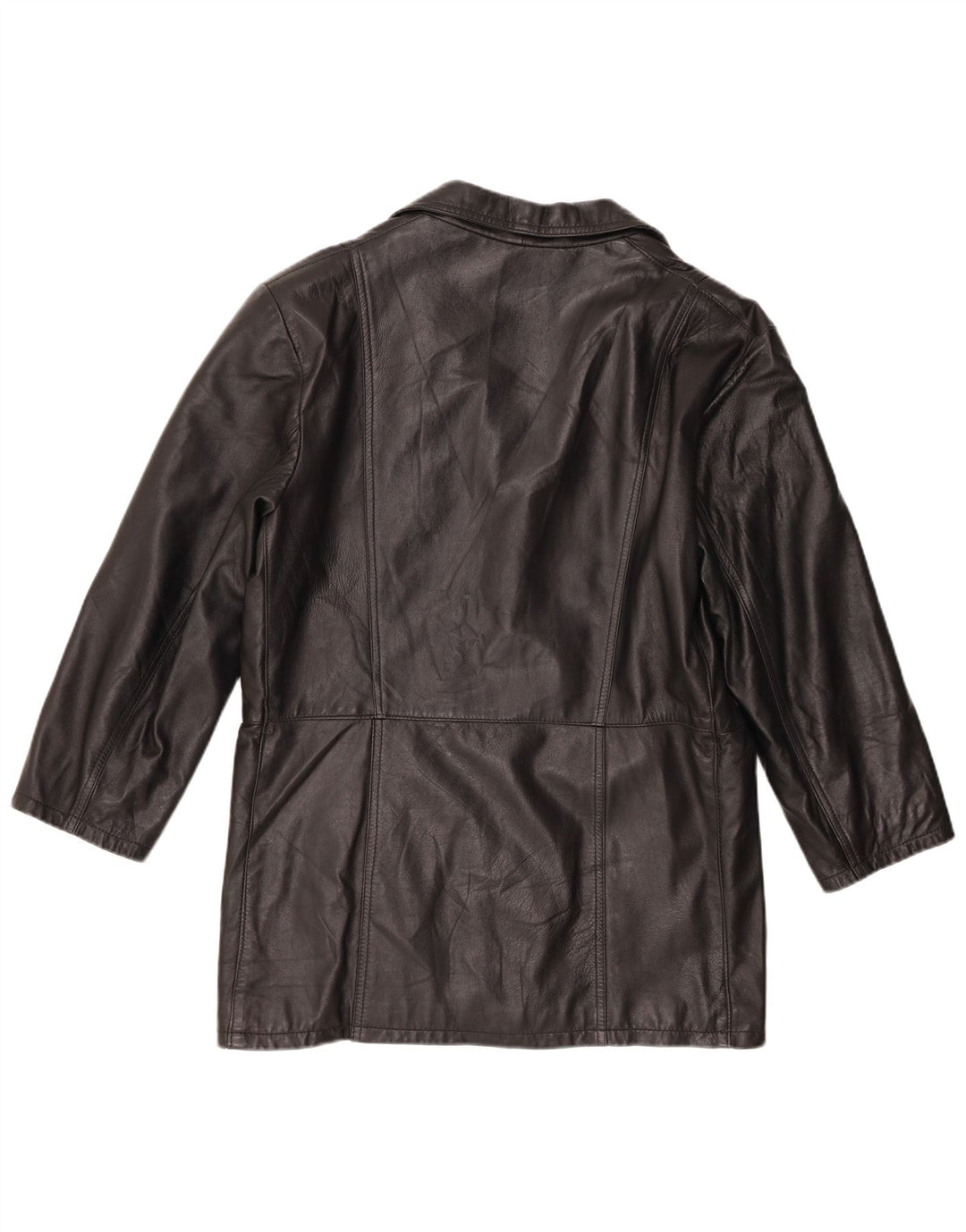 Giacca blazer in pelle vintage da donna a 3 bottoni IT 50 XL in pelle nera