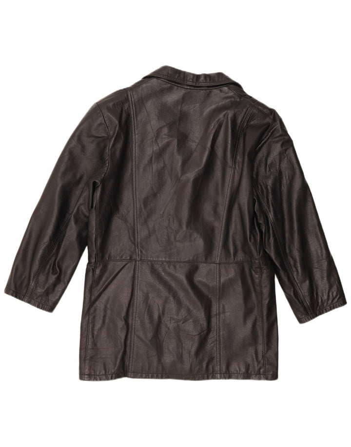 Giacca blazer in pelle vintage da donna a 3 bottoni IT 50 XL in pelle nera