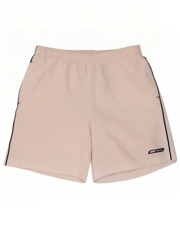 Pantaloncini sportivi Reebok da uomo grandi bianchi in poliestere