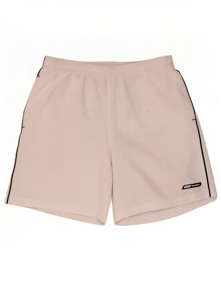 Pantaloncini sportivi Reebok da uomo grandi bianchi in poliestere