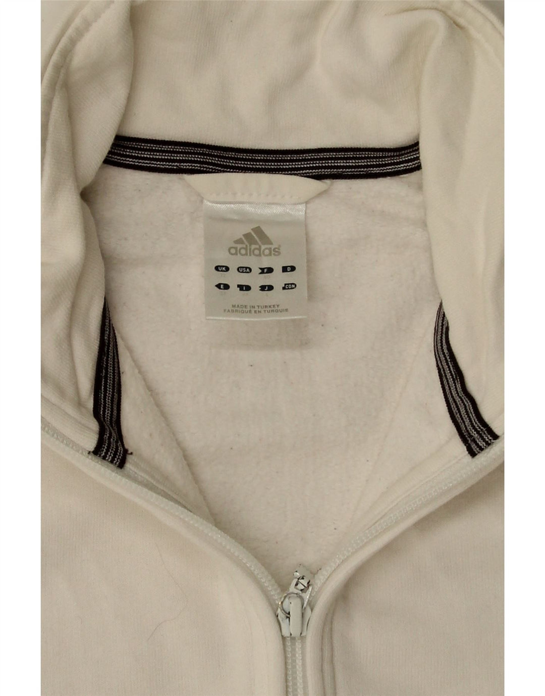 Giacca da tuta da donna Adidas UK 12 cotone bianco medio