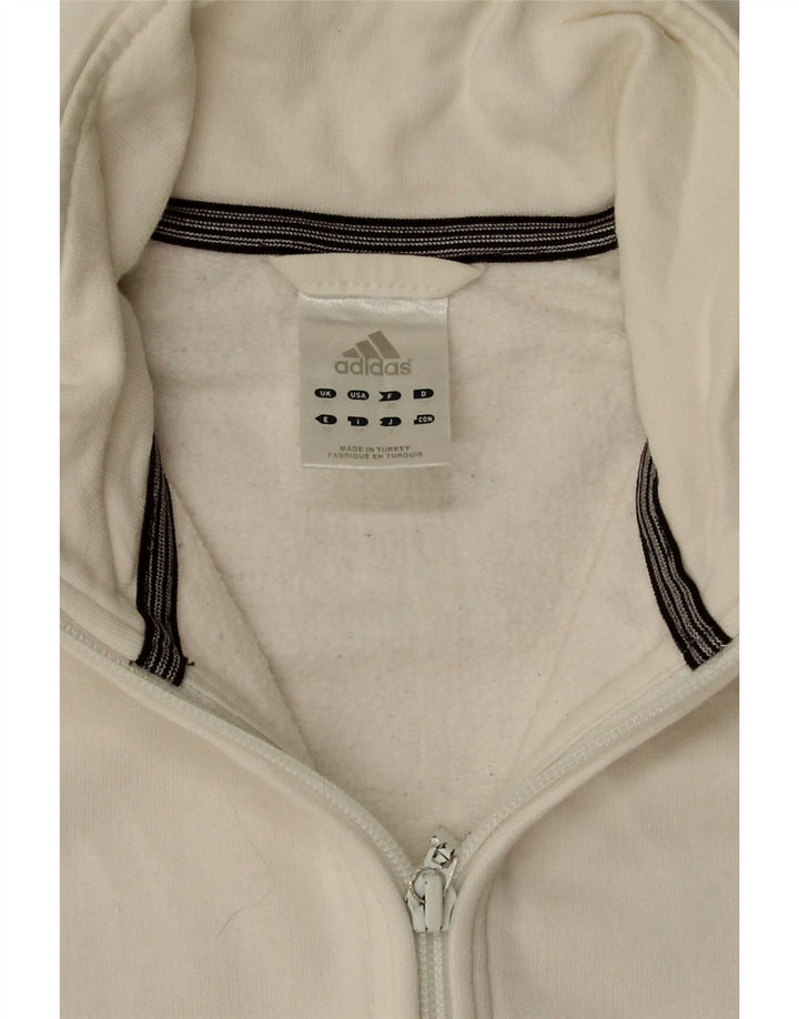 Giacca da tuta da donna Adidas UK 12 cotone bianco medio