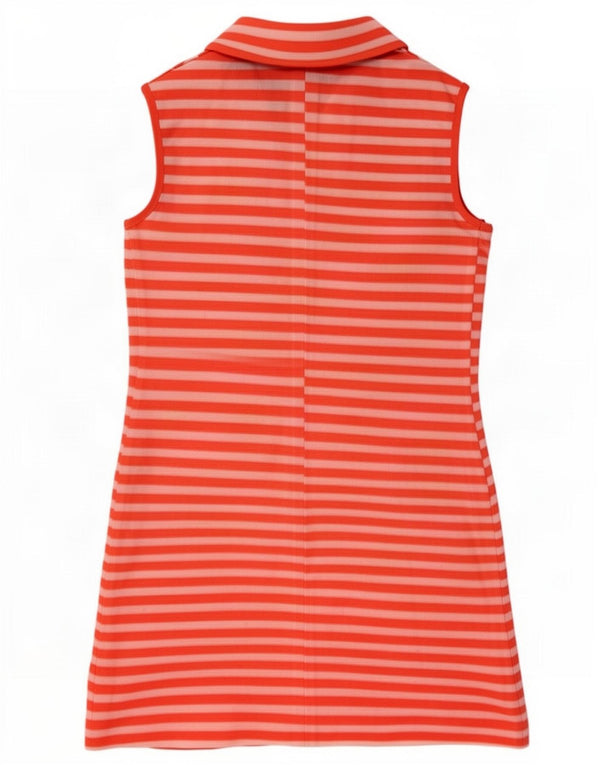 Abito polo vintage da donna senza maniche UK 12 a righe rosse medie