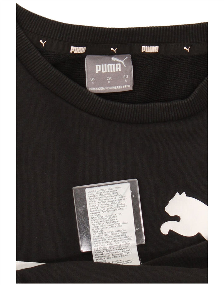 Felpa grafica da uomo Puma Maglione grande in cotone nero