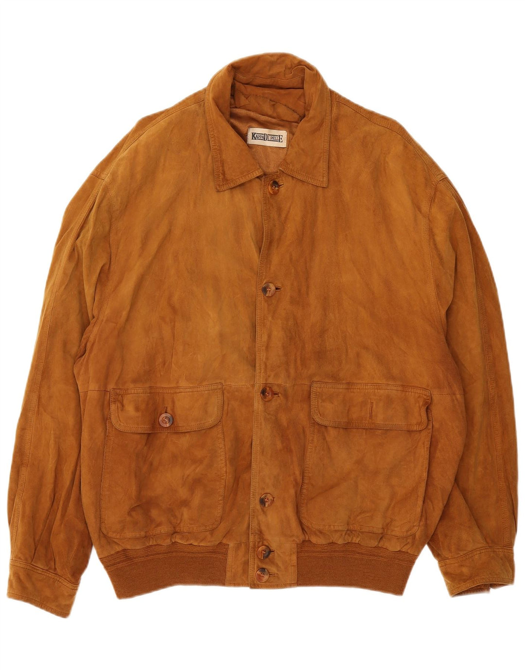 Giubbotto bomber vintage in pelle scamosciata da uomo IT 56 3XL in pelle marrone