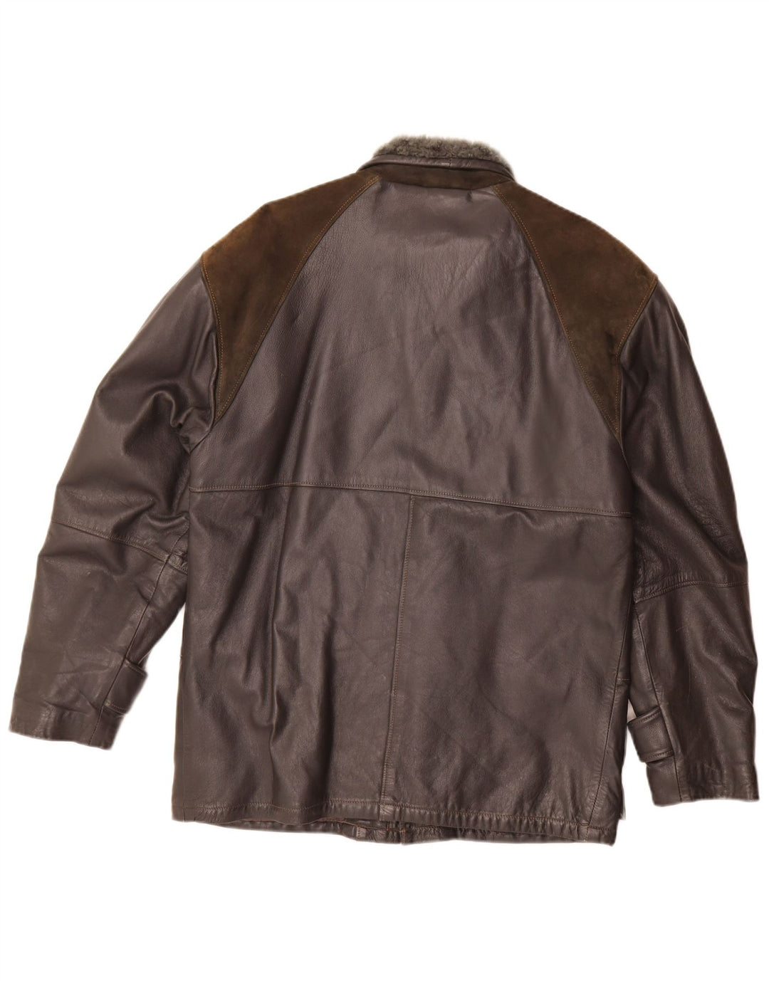 Giacca in pelle vintage da uomo IT 46 Small Black Colourblock