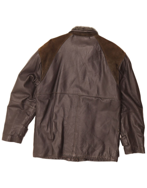 Giacca in pelle vintage da uomo IT 46 Small Black Colourblock