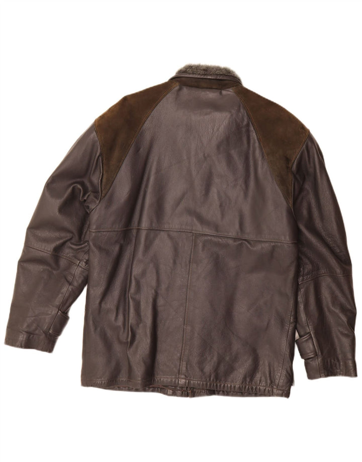 Giacca in pelle vintage da uomo IT 46 Small Black Colourblock
