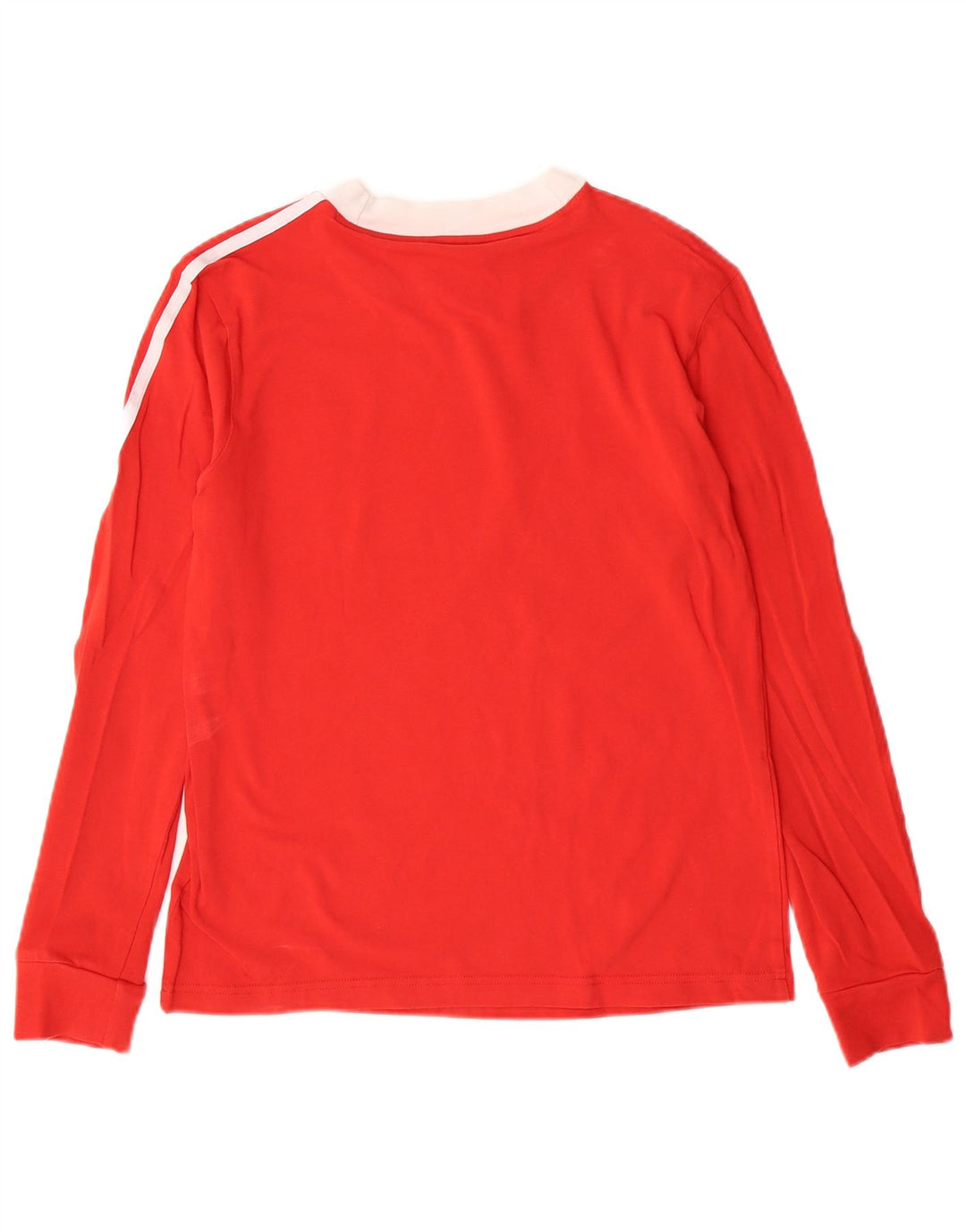 Adidas Donna Top Manica Lunga UK 10 Piccolo Rosso a Righe in Cotone