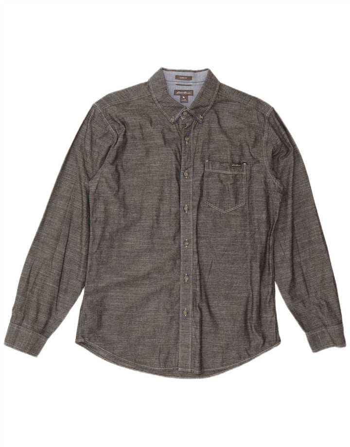EDDIE BAUER Camicia da uomo dalla vestibilità classica in cotone grigio medio