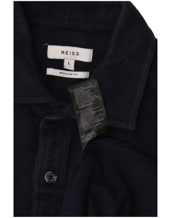 Camicia Reiss da uomo dalla vestibilità regolare, taglia grande, in cotone blu navy