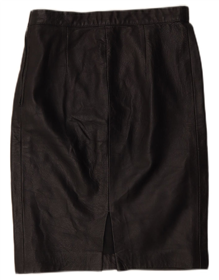 Gonna in pelle vintage da donna IT 42 media W26 nera