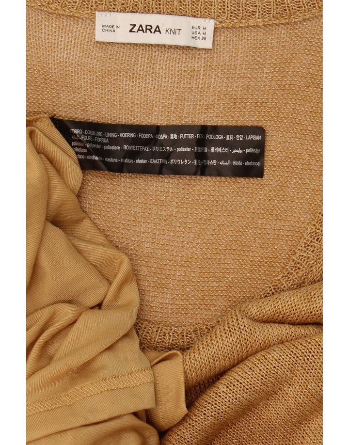 Abito maglione maxi senza maniche da donna Zara UK 12 Poliestere beige medio