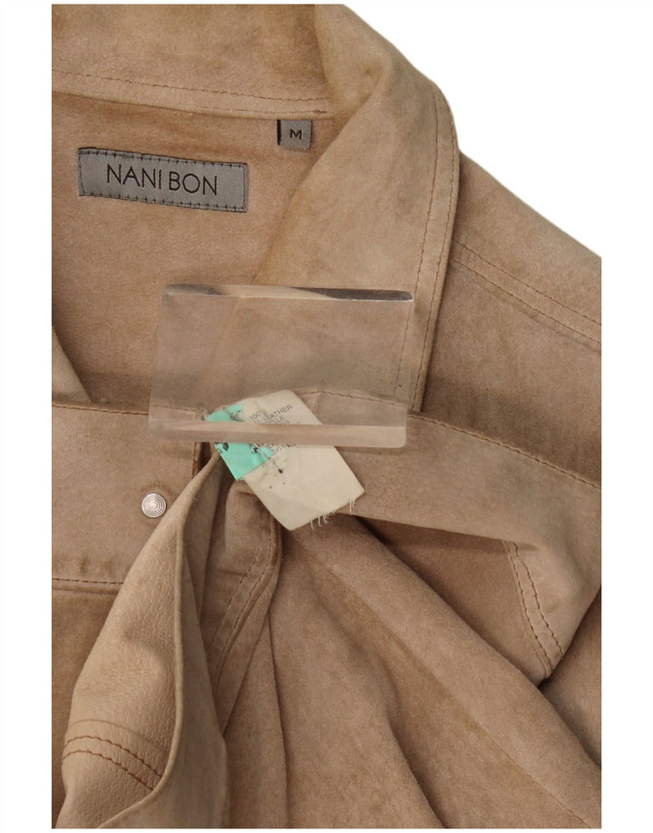 NANI BON Giacca bomber da uomo in pelle scamosciata UK 38 Pelle beige media
