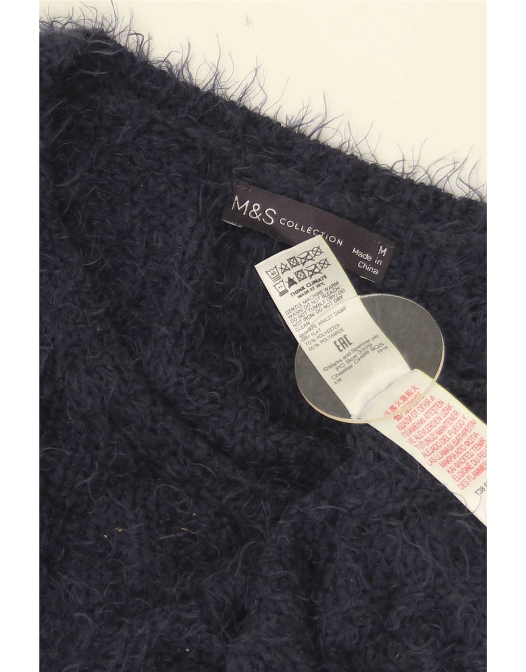 Maglione maglione con scollo a V da donna Marks & Spencer UK 14 medio blu navy