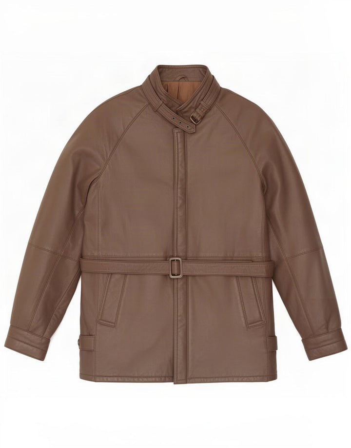 Giacca in pelle vintage da uomo UK 36 piccola marrone