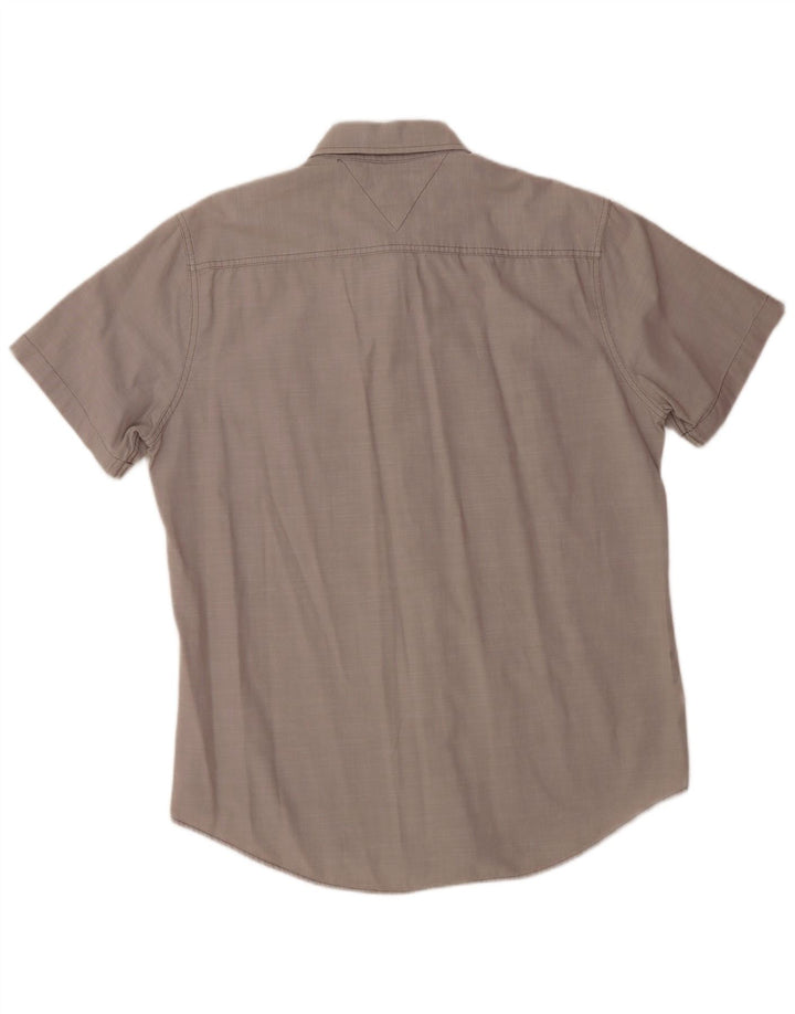 TOMMY HILFIGER Camicia da uomo a maniche corte vestibilità personalizzata grande grigia