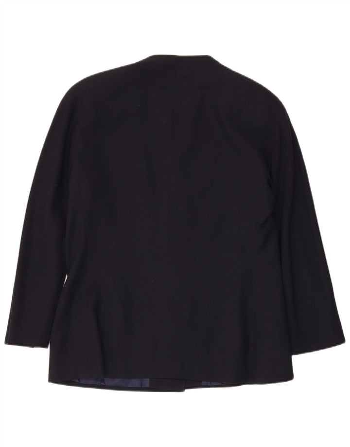 Giacca blazer vintage da donna a 3 bottoni IT 48 XL in lana vergine blu navy