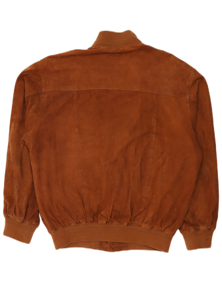 MASTERPELLE Giubbotto Bomber da Uomo in Pelle Scamosciata IT 52 XL Pelle Marrone