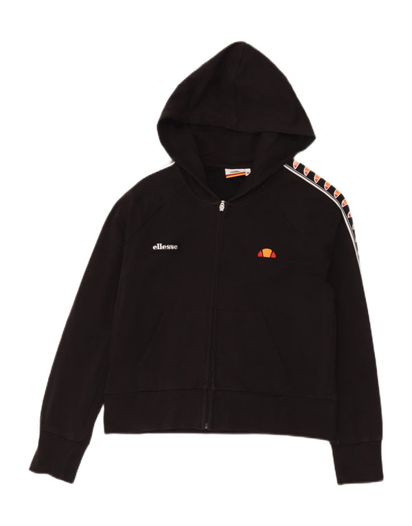 Maglione con cappuccio e zip grafica da donna Ellesse UK 14 cotone nero medio