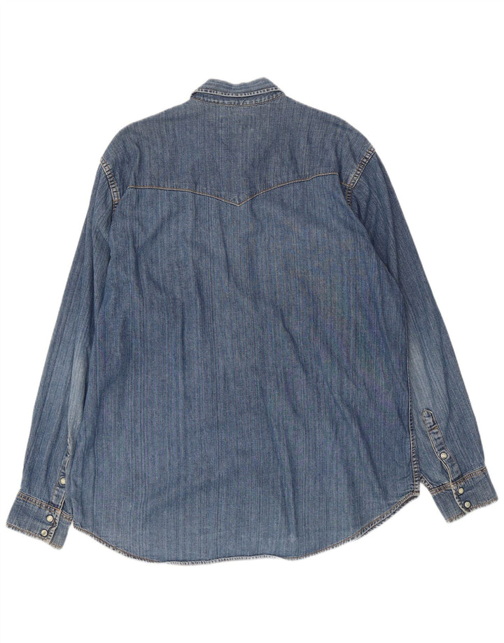 Camicia in denim da uomo Lee grande in cotone blu