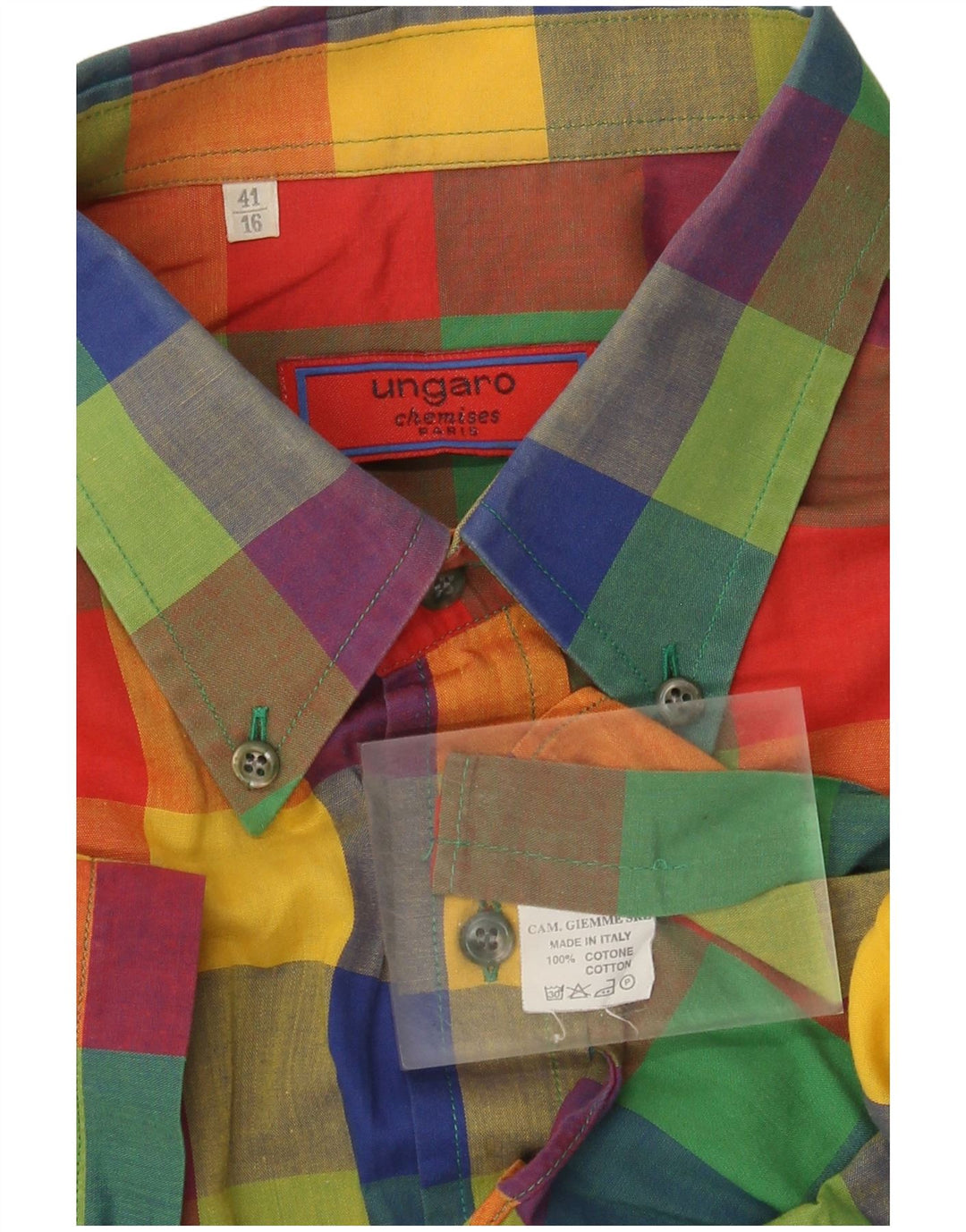 Camicia chemise da uomo Ungaro taglia 41 16 grande quadretto multicolore
