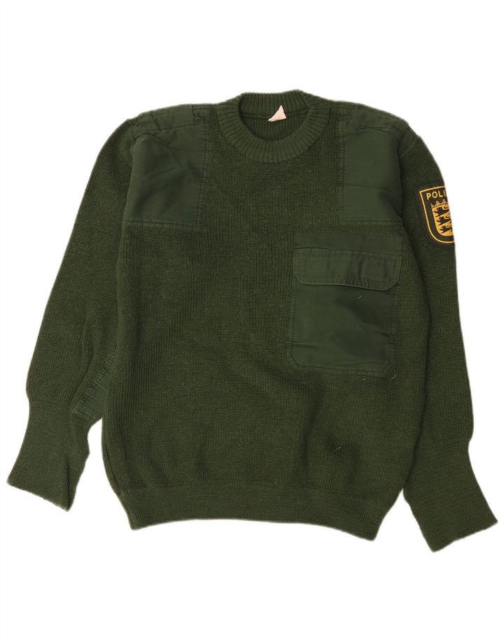 Maglione girocollo con grafica vintage da uomo IT 50 verde medio