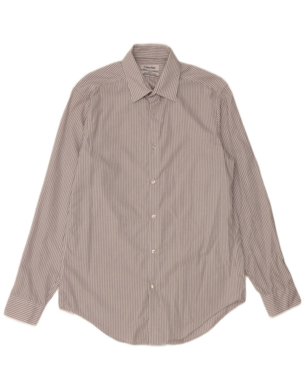 Camicia slim fit da uomo Calvin Klein taglia 15 1/2 grigio medio a righe