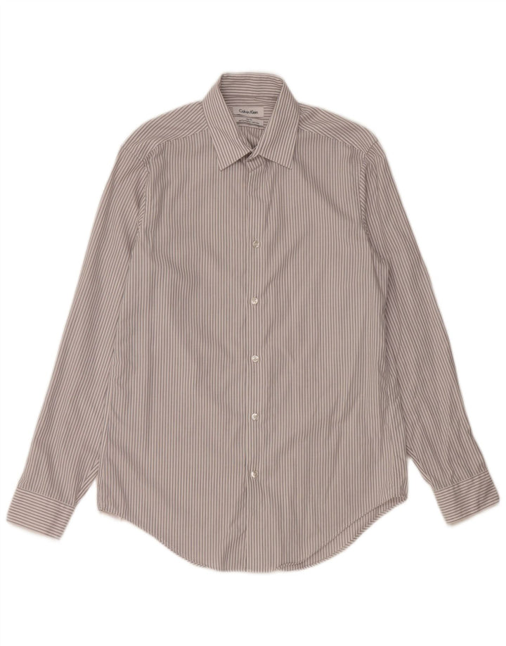 Camicia slim fit da uomo Calvin Klein taglia 15 1/2 grigio medio a righe