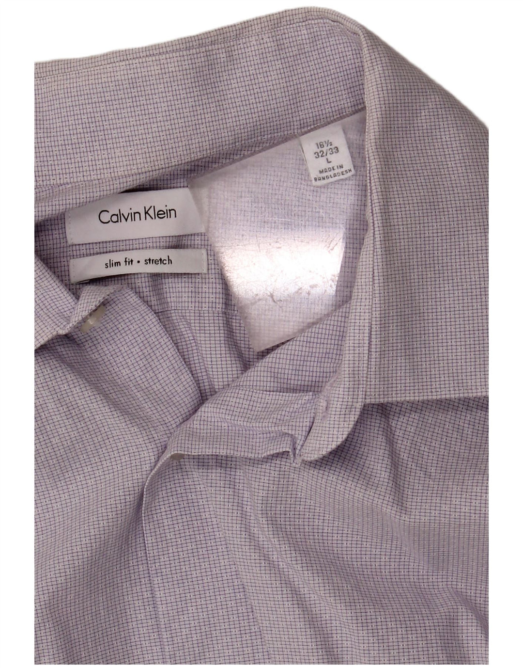 CALVIN KLEIN Camicia slim fit da uomo taglia 16 1/2 grande cotone a quadri viola