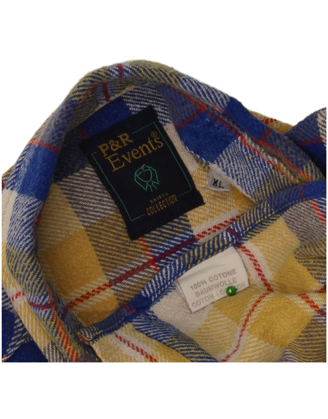 Camicia vintage da uomo in flanella XL in cotone a quadri gialli
