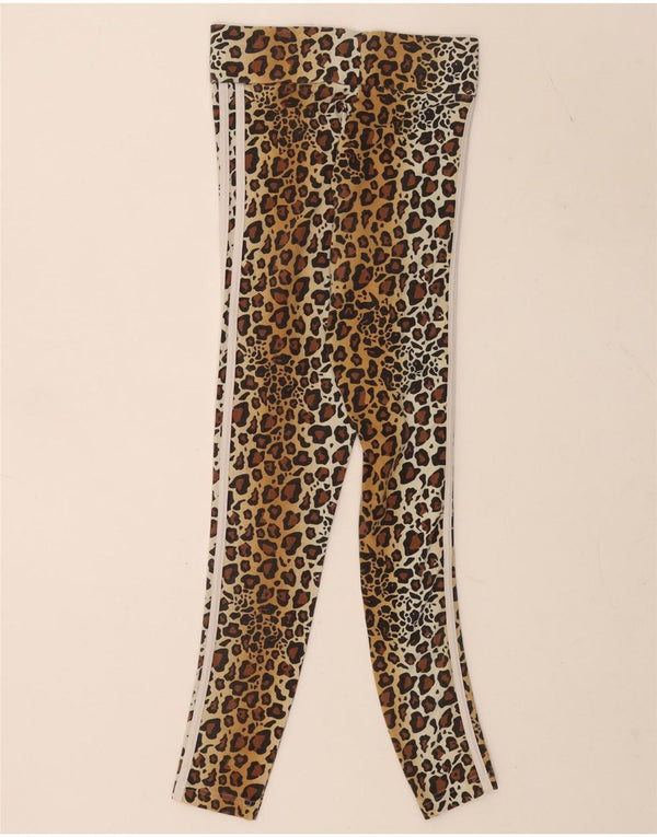 Leggings Adidas da donna UK 6 XS cotone con stampa animalier marrone