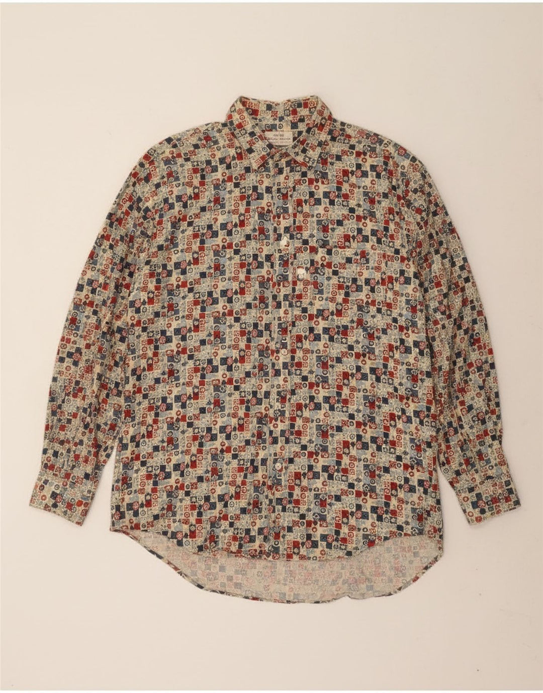 Camicia Sisley da uomo dalla vestibilità rilassata XL in cotone geometrico multicolore
