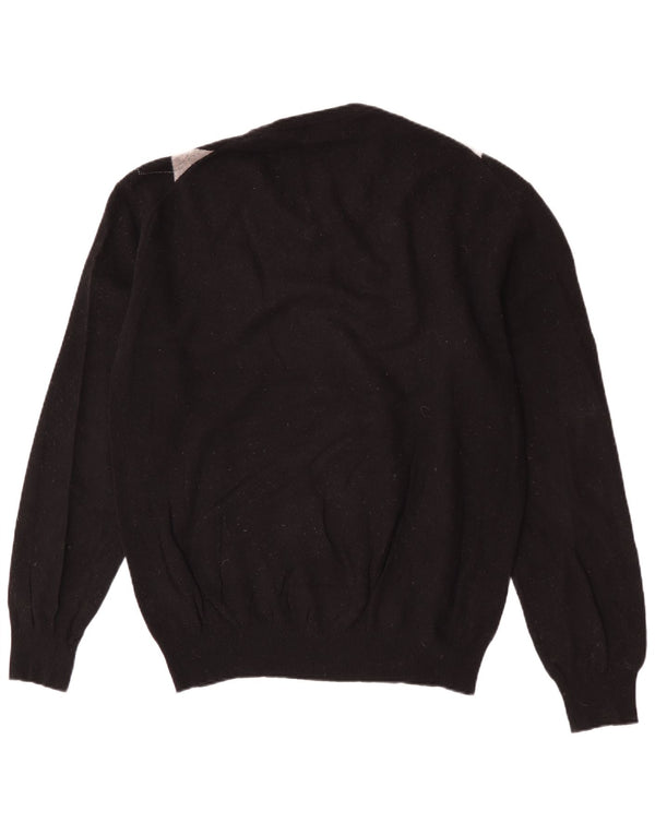 Kappa Mens V-Neck Jumper Sweater 2XL Black Argyle/Diamond Lambswool