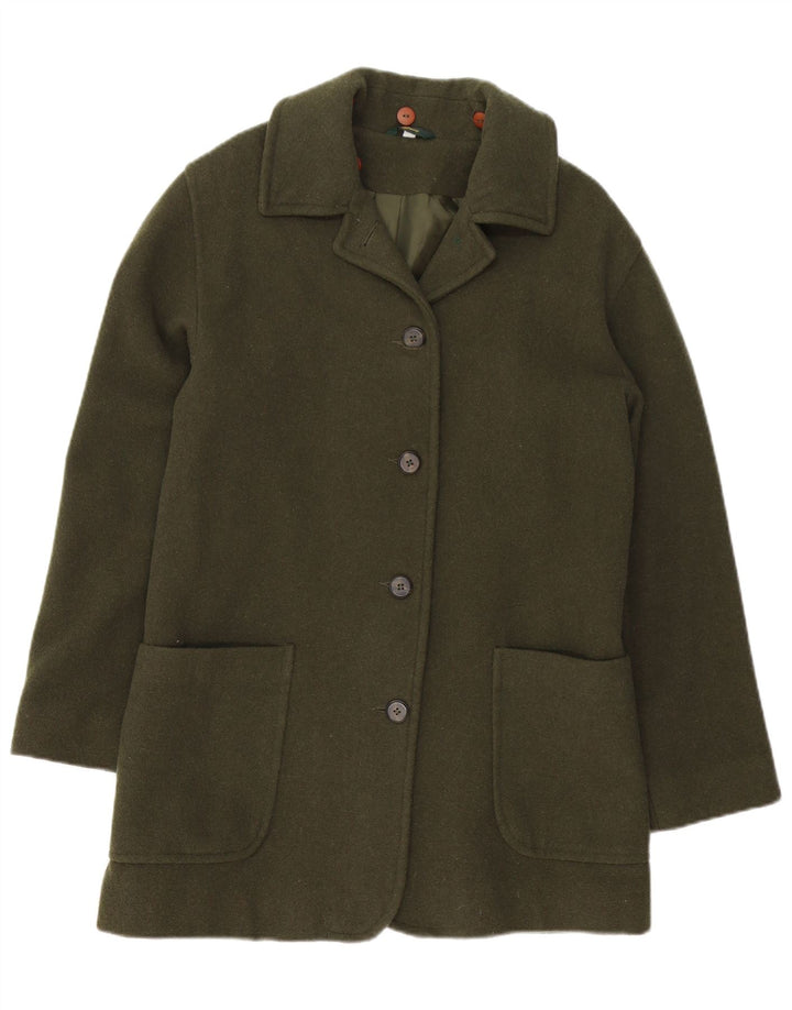 Soprabito oversize da donna VINTAGE UK 10 piccolo in lana verde