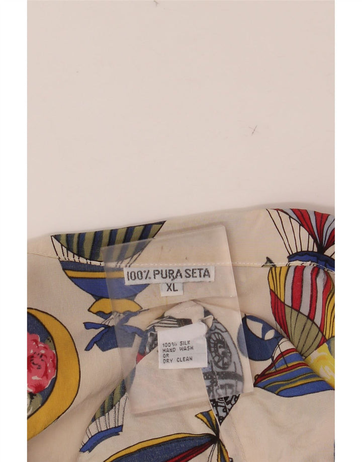 Camicia da donna oversize con motivo astratto VINTAGE UK 18 XL multicolore