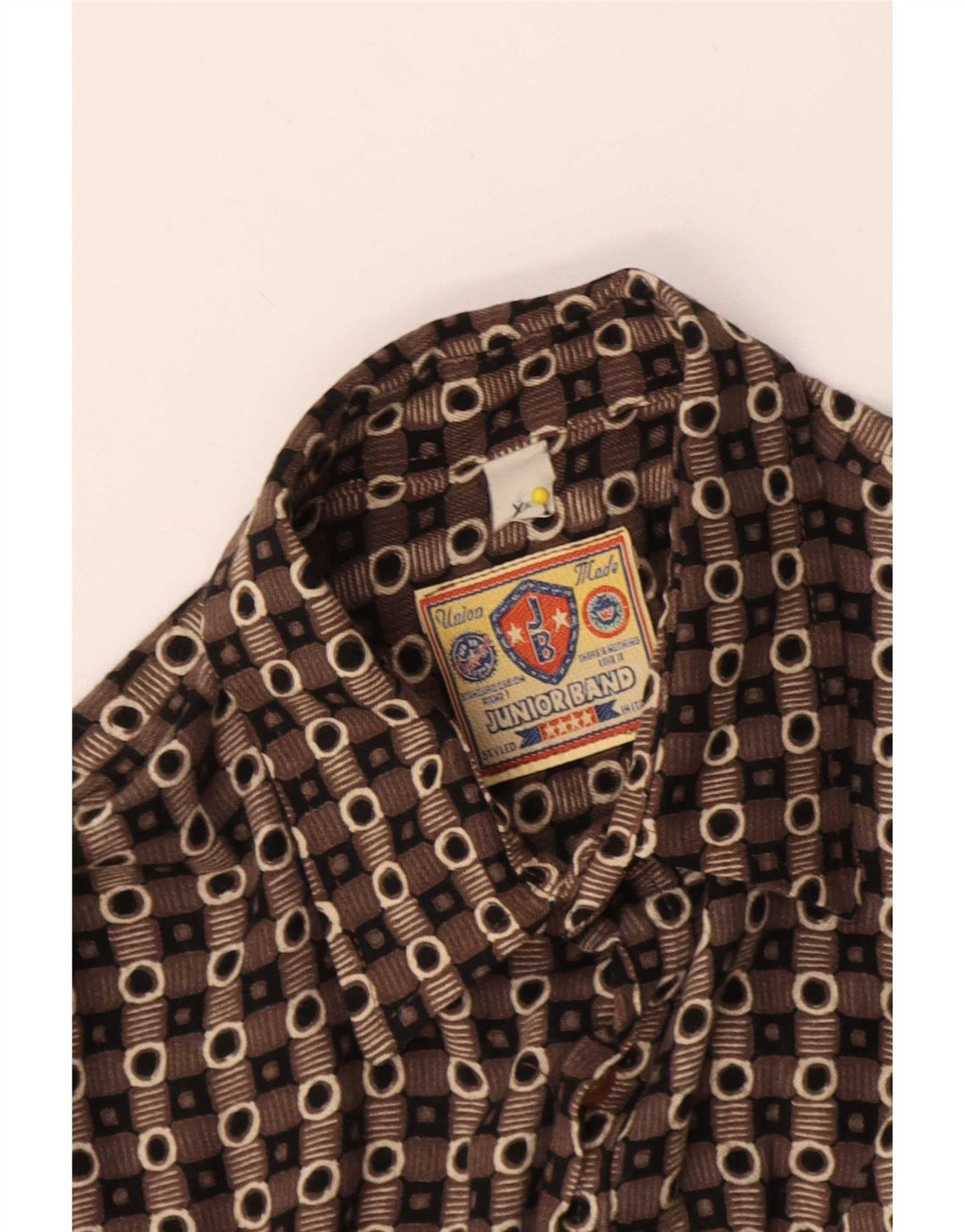 Camicia Vintage Bambino 15-16 Anni XL Marrone Geometrica