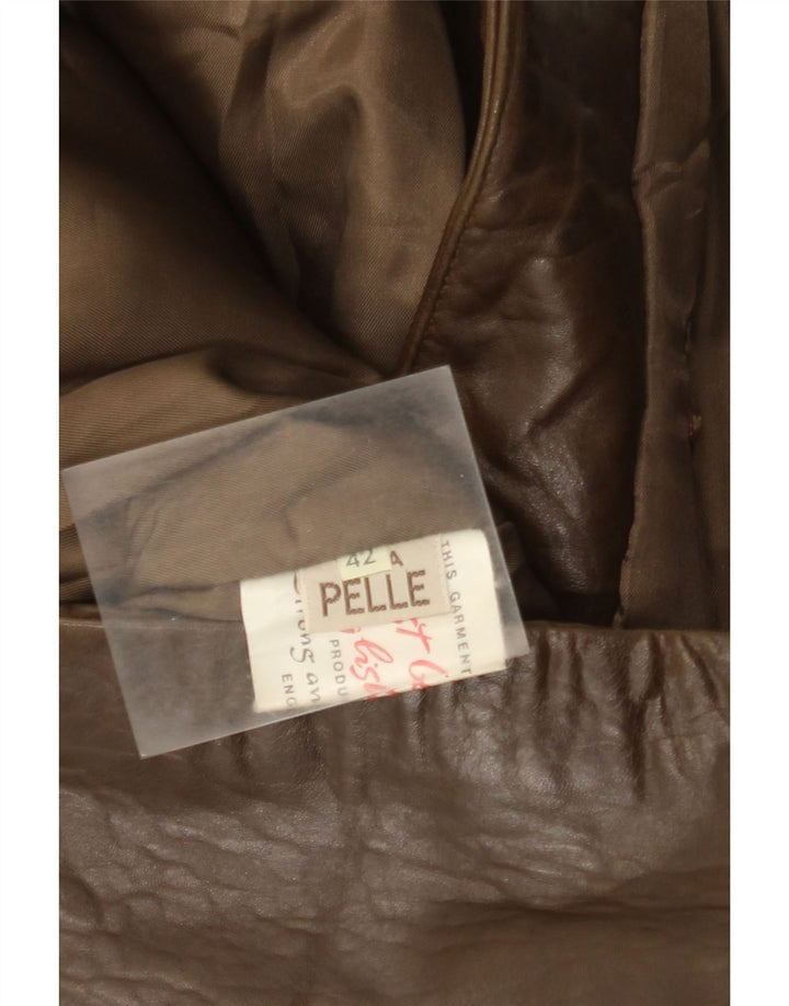 Cappotto in pelle da donna vintage IT 42 in pelle marrone medio