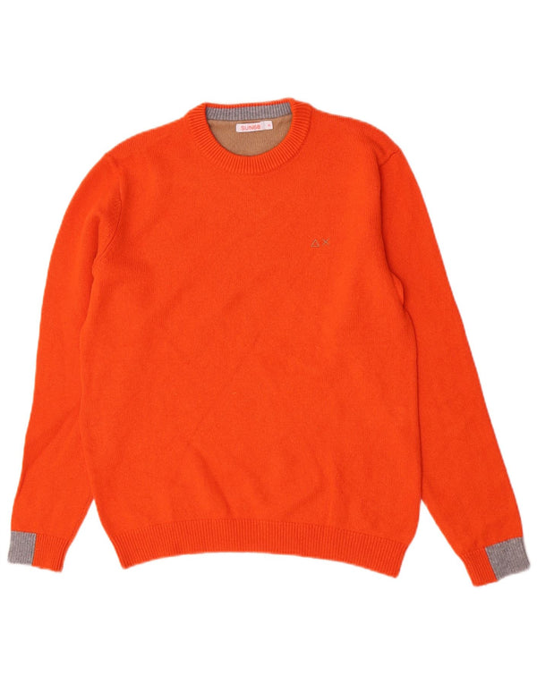 Maglione da uomo girocollo Sun68 in lana merino arancione medio