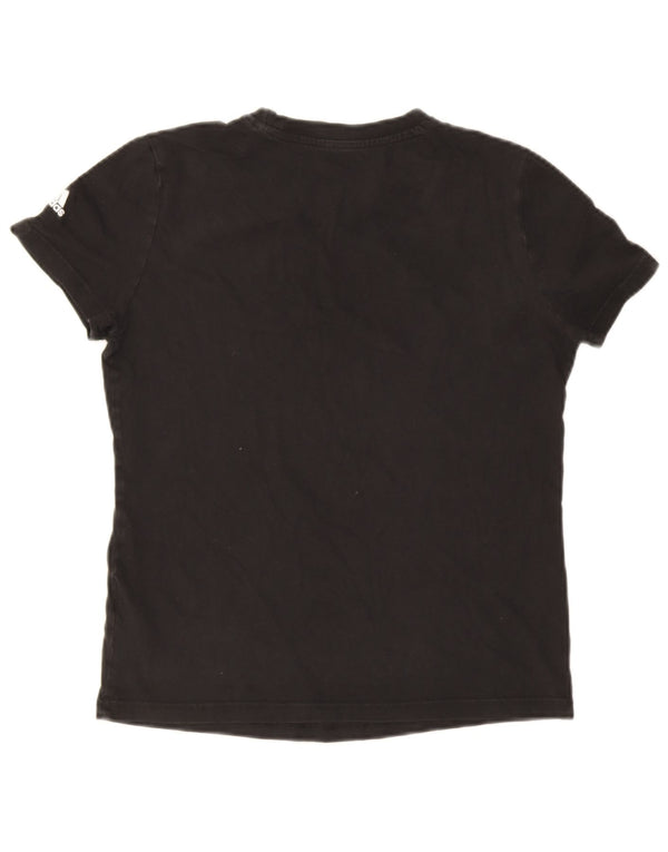 T-shirt grafica da donna Adidas Top UK 12/14 cotone nero medio