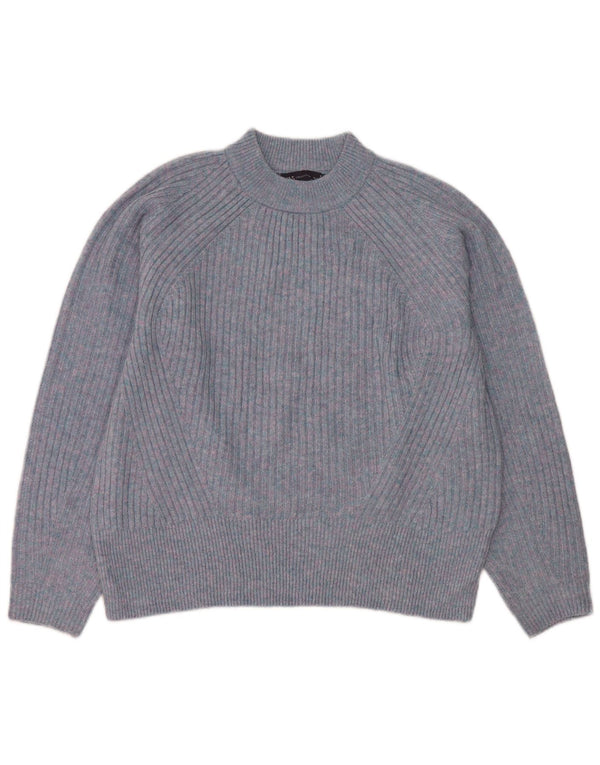 Maglione maglione a collo alto da donna Marks & Spencer UK 14 Blu medio screziato