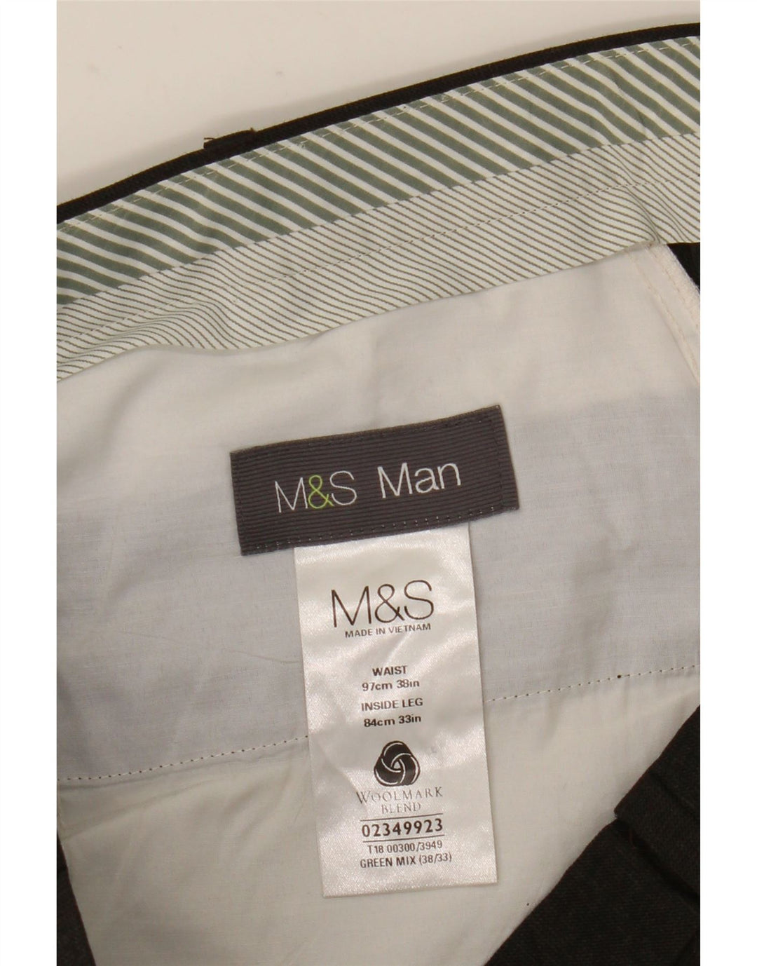 Pantaloni da abito dritti da uomo Marks & Spencer W38 L33 lana marrone
