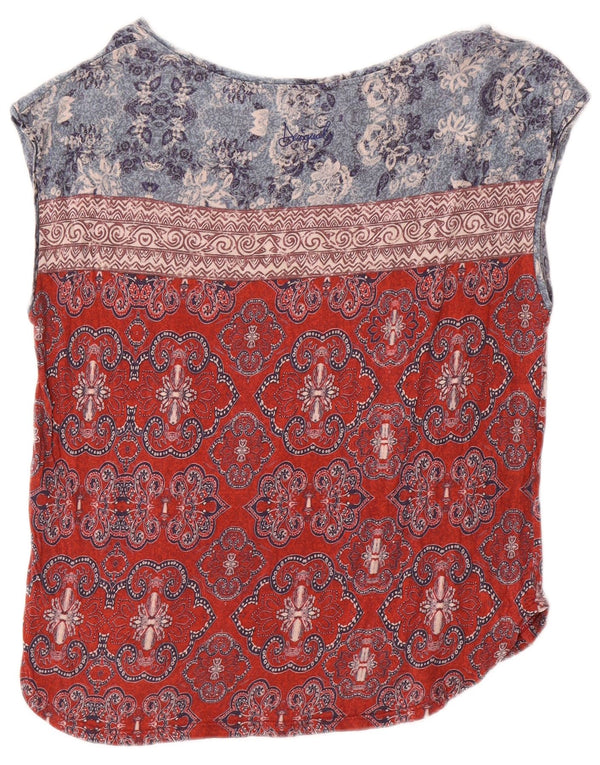 Desigual Camicetta senza maniche da donna Top UK 14 Medio Rosso Paisley Cotone