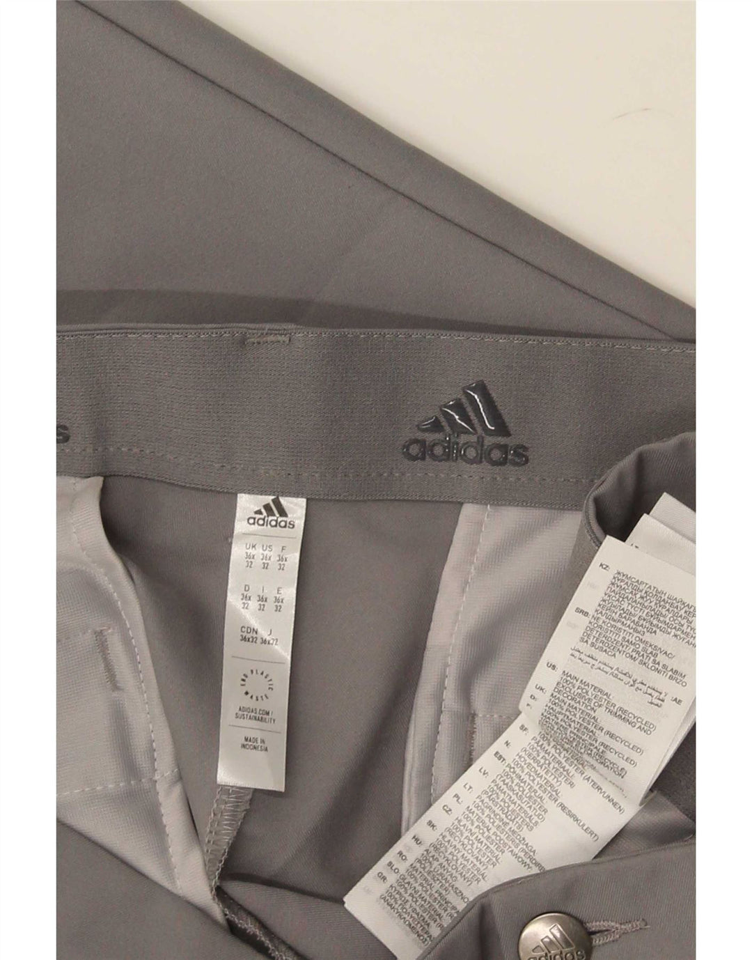 Pantaloni chino slim da uomo Adidas W36 L32 poliestere grigio