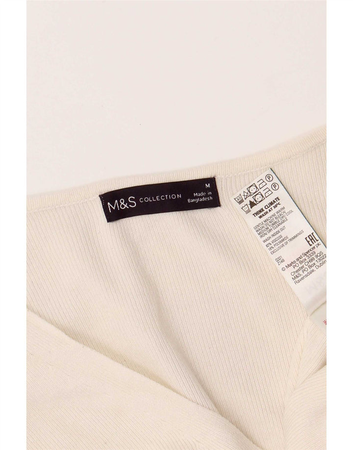 Top in camicetta senza maniche da donna Marks & Spencer UK 14 Viscosa bianco sporco medio