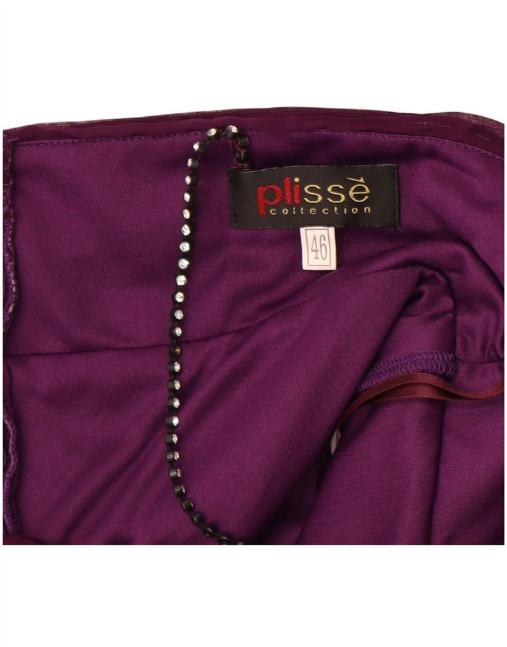 Abito scampanato vintage da donna senza maniche IT 46 grande poliestere viola