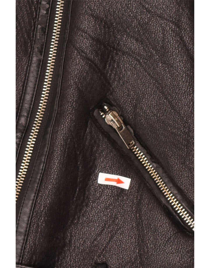 Giacca Sherpa da donna in ecopelle Zara UK 14 poliuretano nero medio