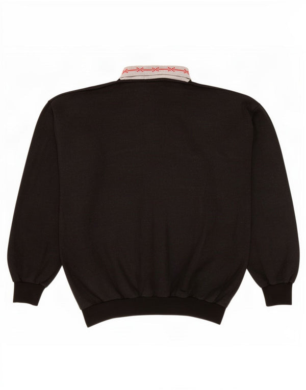 Felpa con collo alto con grafica vintage da uomo, maglione XL, color block nero