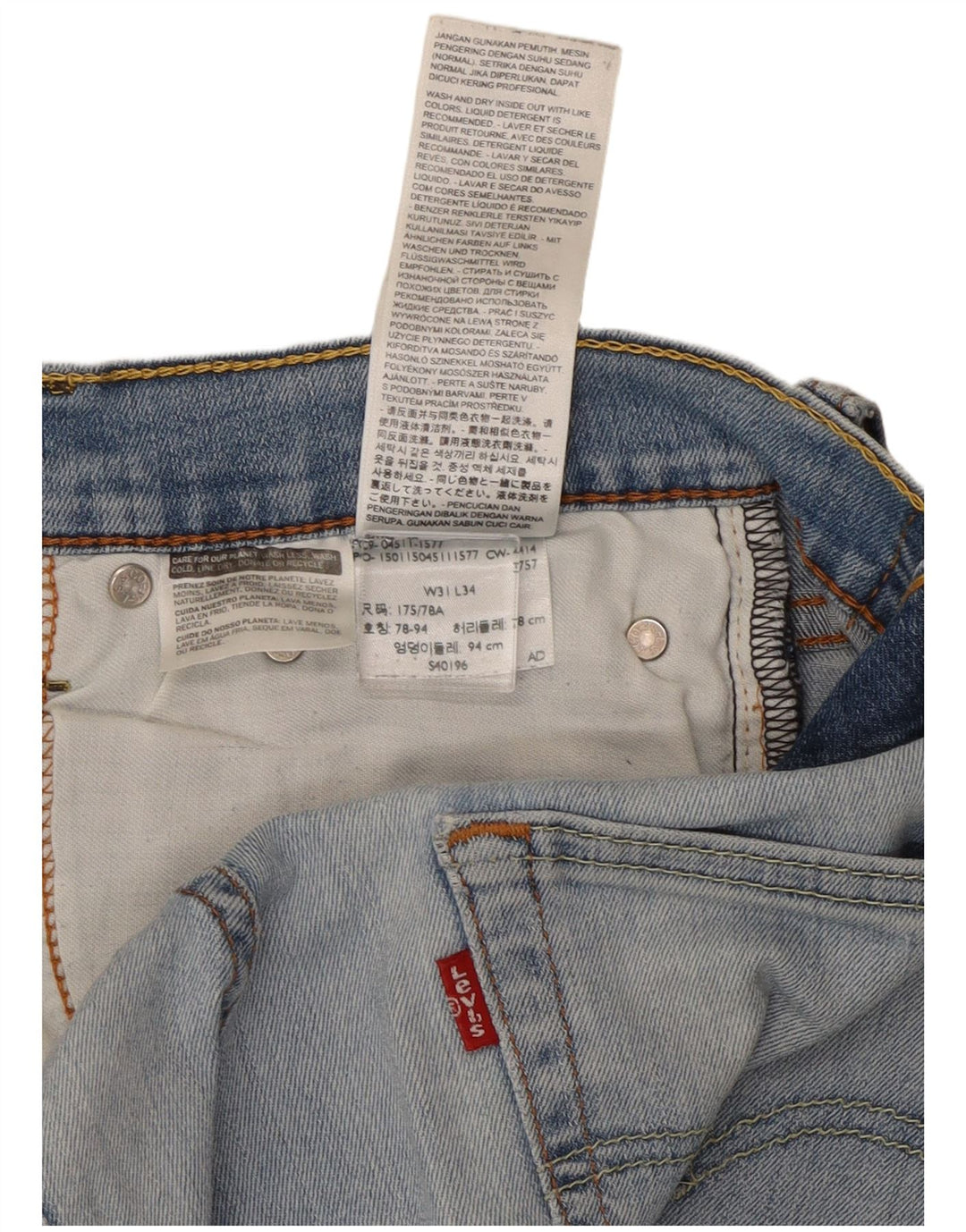Jeans slim da uomo Levi's W31 L34 cotone blu