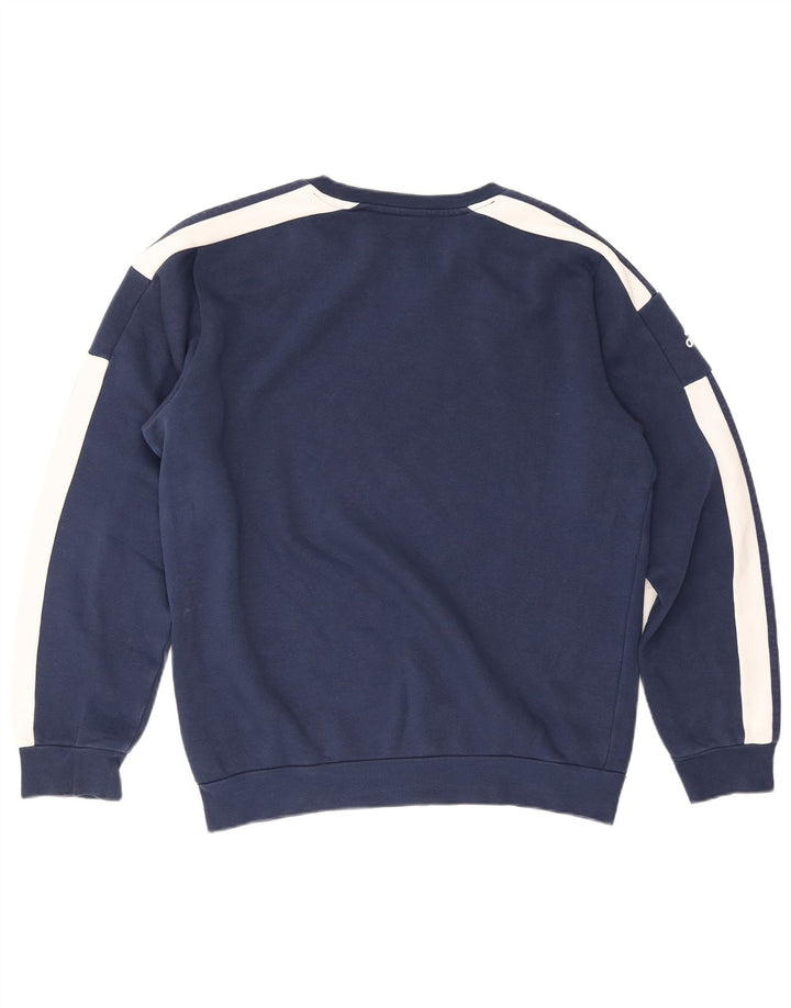 Felpa grafica da uomo Adidas Felpa media in cotone color block blu navy